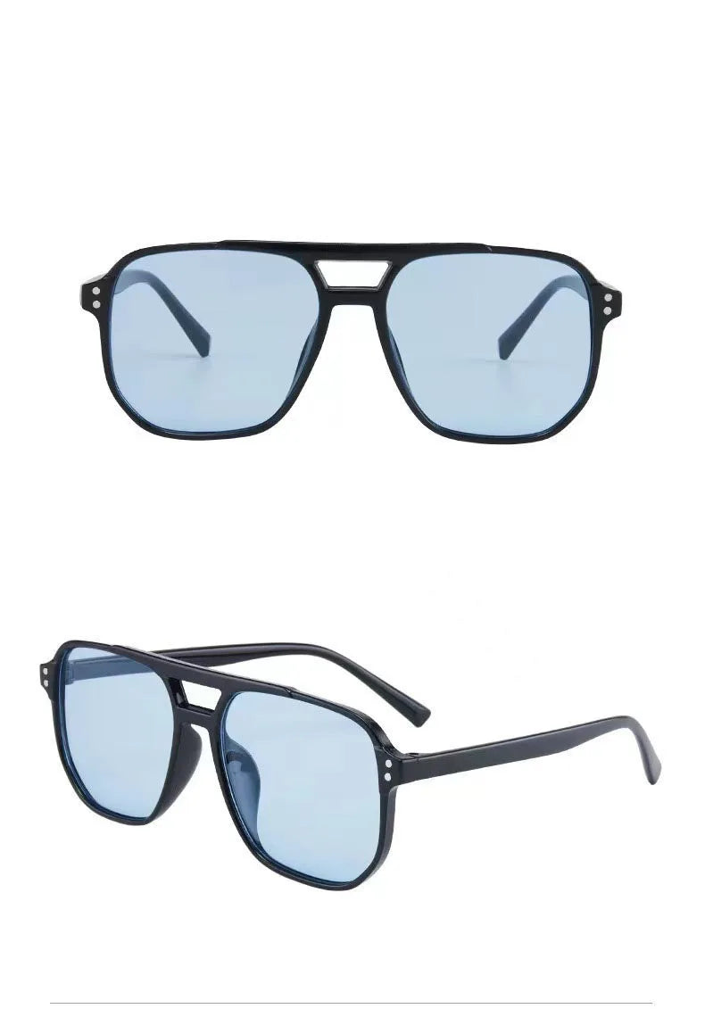 Big Square Sunglasses 2024 Fashion Sun Glasses For Women Mens Trend Eyeglasses Yellow Blue Lens Retro Vintage Eyewears Travel