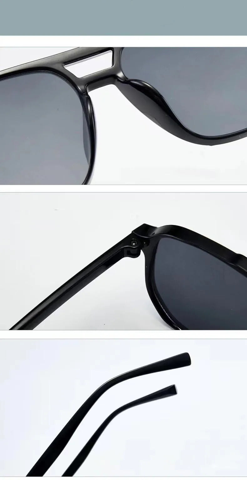Big Square Sunglasses 2024 Fashion Sun Glasses For Women Mens Trend Eyeglasses Yellow Blue Lens Retro Vintage Eyewears Travel
