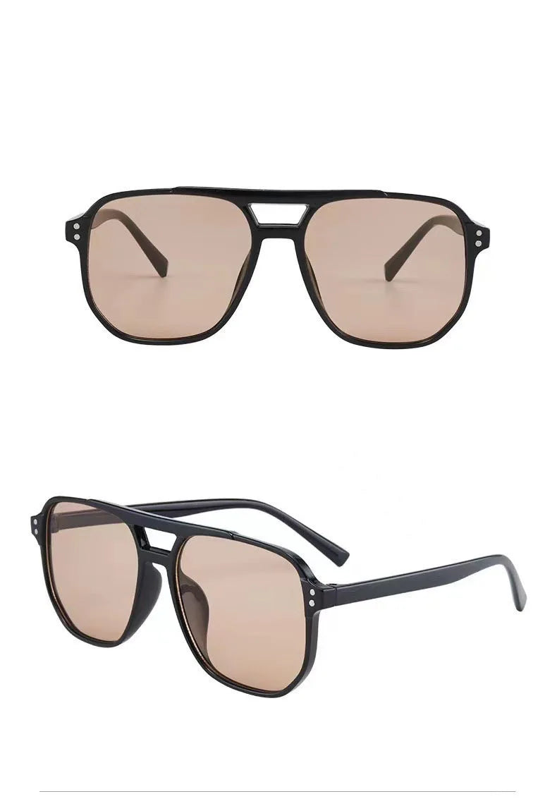 Big Square Sunglasses 2024 Fashion Sun Glasses For Women Mens Trend Eyeglasses Yellow Blue Lens Retro Vintage Eyewears Travel