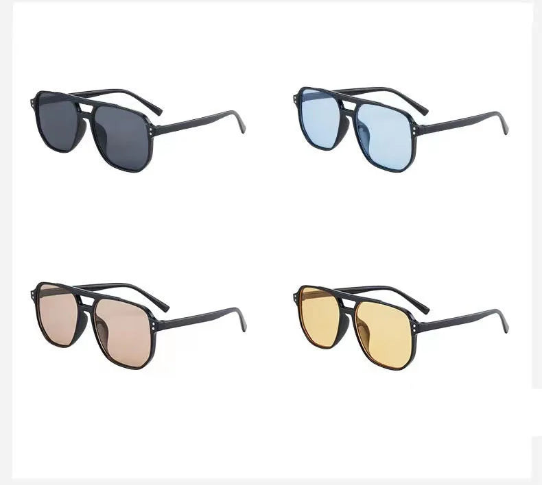 Big Square Sunglasses 2024 Fashion Sun Glasses For Women Mens Trend Eyeglasses Yellow Blue Lens Retro Vintage Eyewears Travel