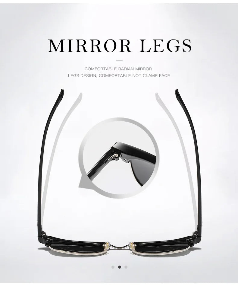 Classic Half Frame Polarized Sunglasses Men Women Retro Square Rivet Sun Glasses Male Vintage Driving Anti-glare Shades UV400