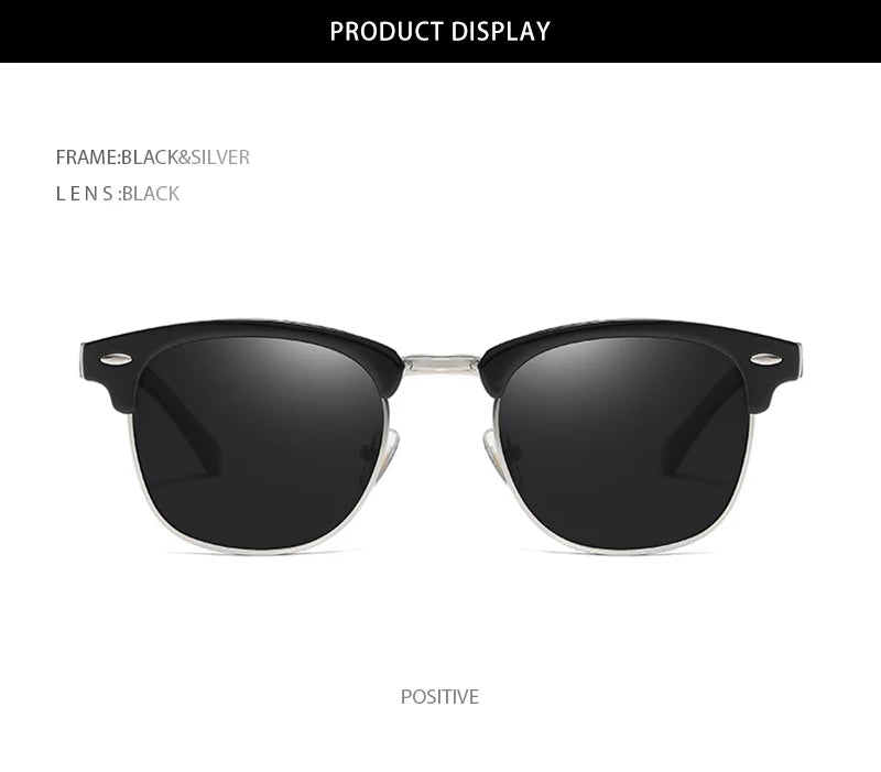 Classic Half Frame Polarized Sunglasses Men Women Retro Square Rivet Sun Glasses Male Vintage Driving Anti-glare Shades UV400