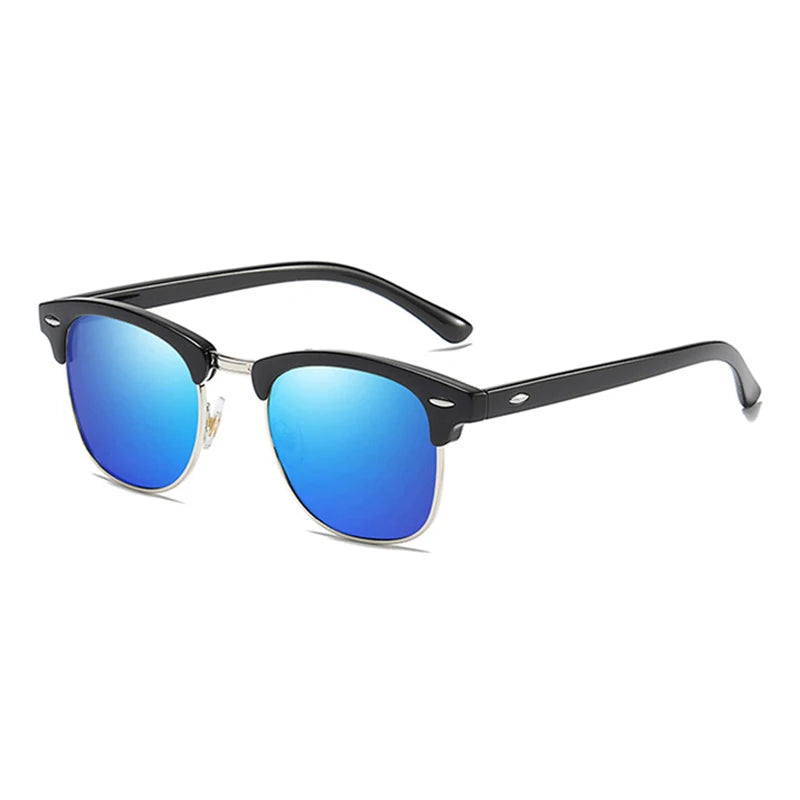 Classic Half Frame Polarized Sunglasses Men Women Retro Square Rivet Sun Glasses Male Vintage Driving Anti-glare Shades UV400