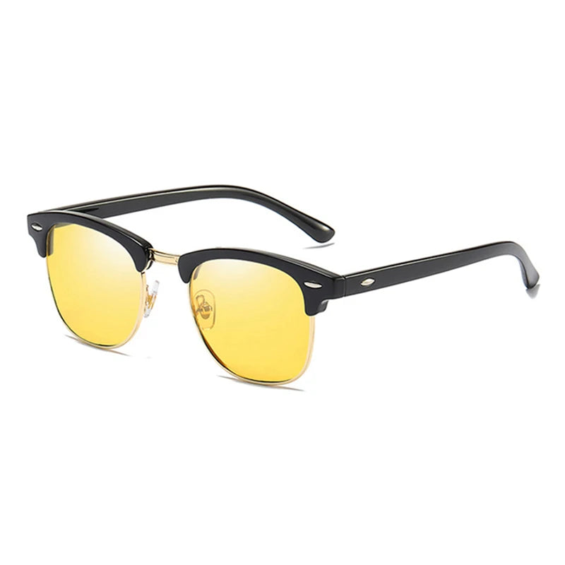 Classic Half Frame Polarized Sunglasses Men Women Retro Square Rivet Sun Glasses Male Vintage Driving Anti-glare Shades UV400