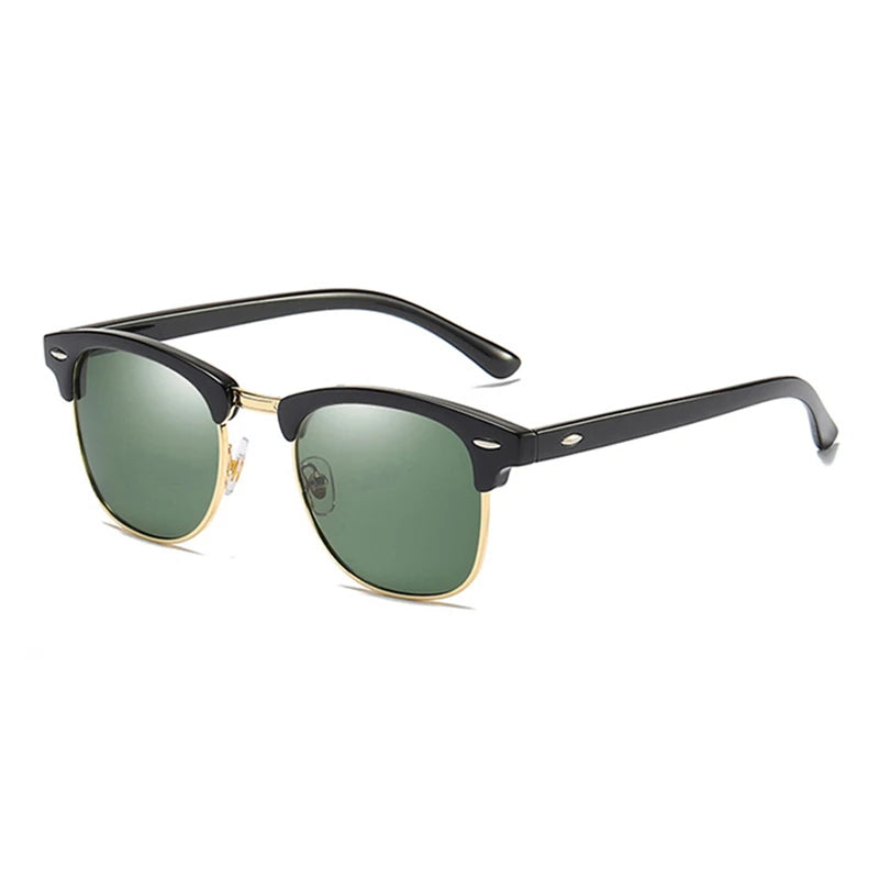 Classic Half Frame Polarized Sunglasses Men Women Retro Square Rivet Sun Glasses Male Vintage Driving Anti-glare Shades UV400