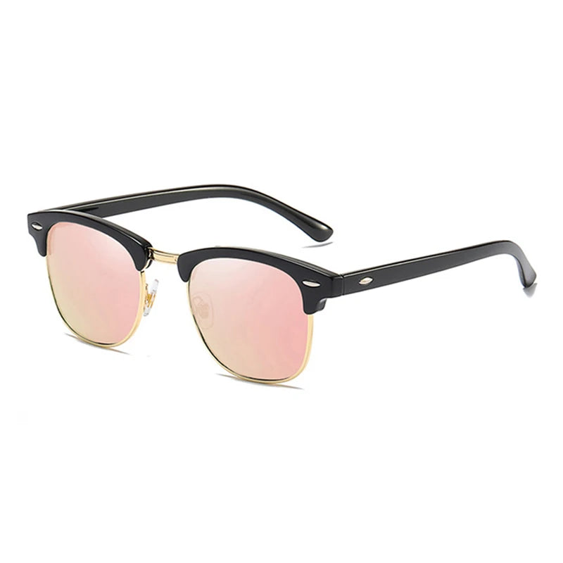 Classic Half Frame Polarized Sunglasses Men Women Retro Square Rivet Sun Glasses Male Vintage Driving Anti-glare Shades UV400